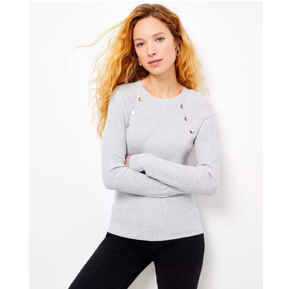 Loft Button Trim Sweater